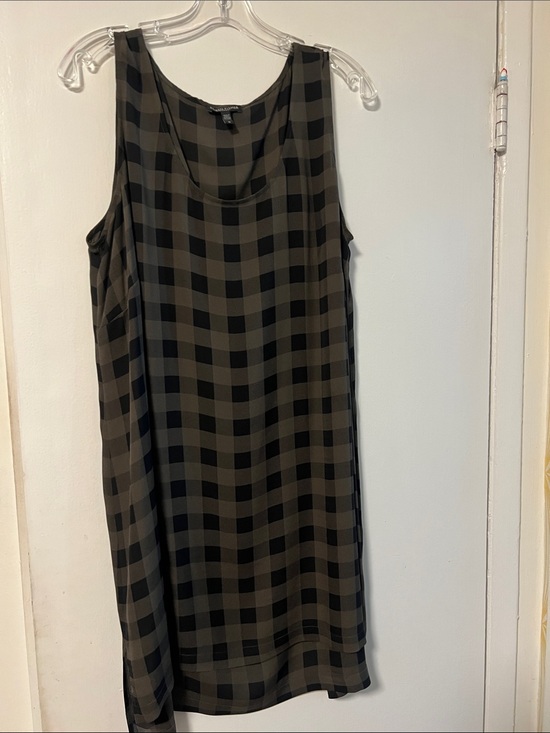 Eileen Fisher Tops - Eileen Fisher Black and Olive Plaid Shift tunic